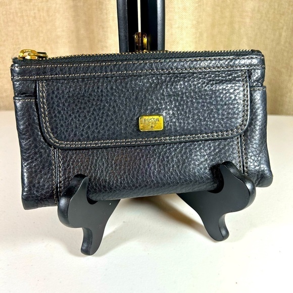 Fossil pebbled leather black bifold wallet - Picture 1 of 9